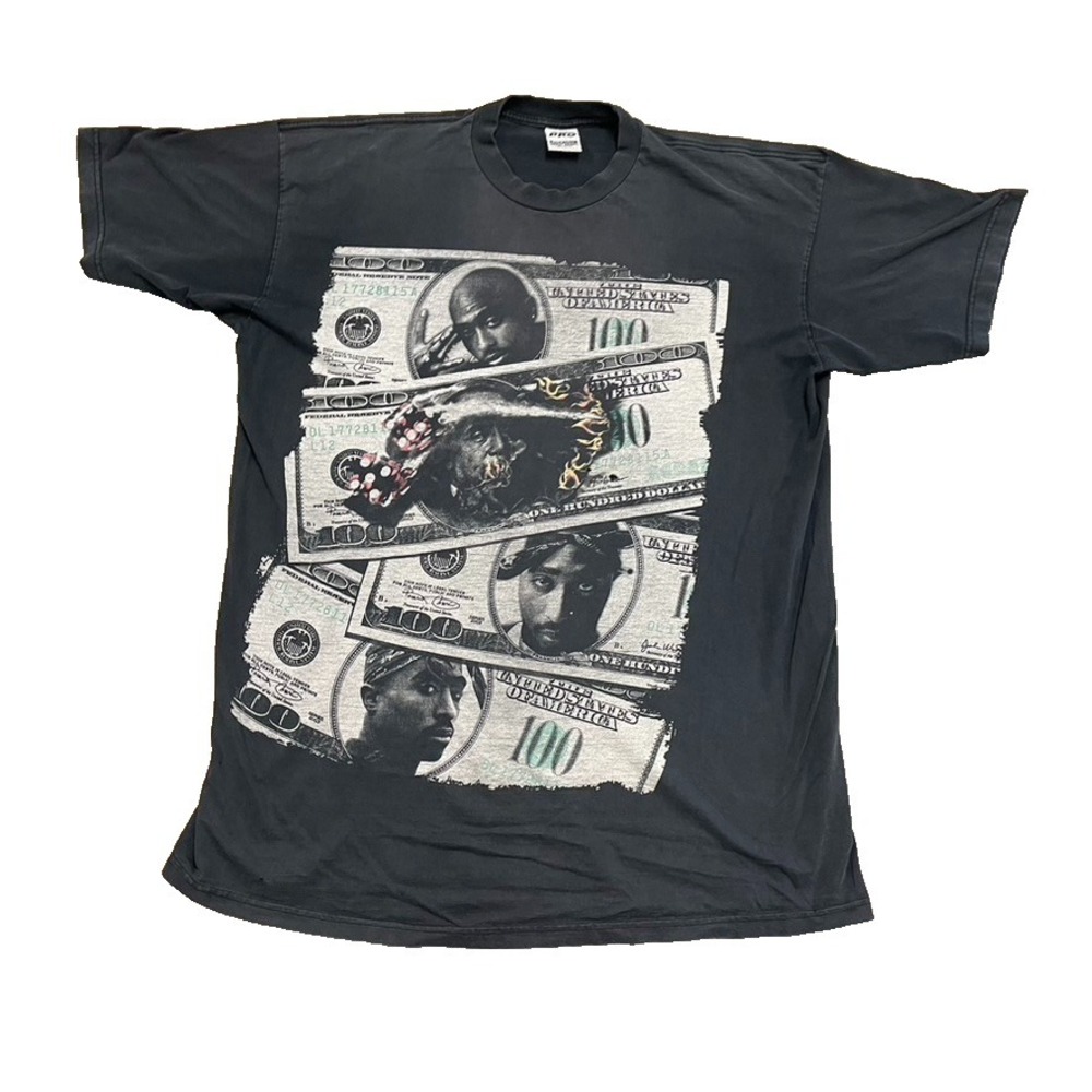 vintage Tupac Shirt mens 3xl Black‎ 2000s y2k money Rap Big print